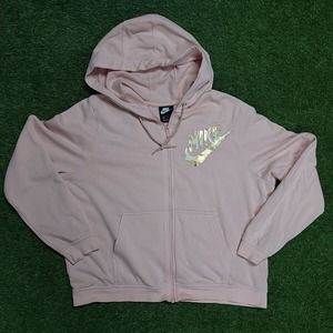 Nike - hooded zipper sweatshirt- pink - womens XLarge